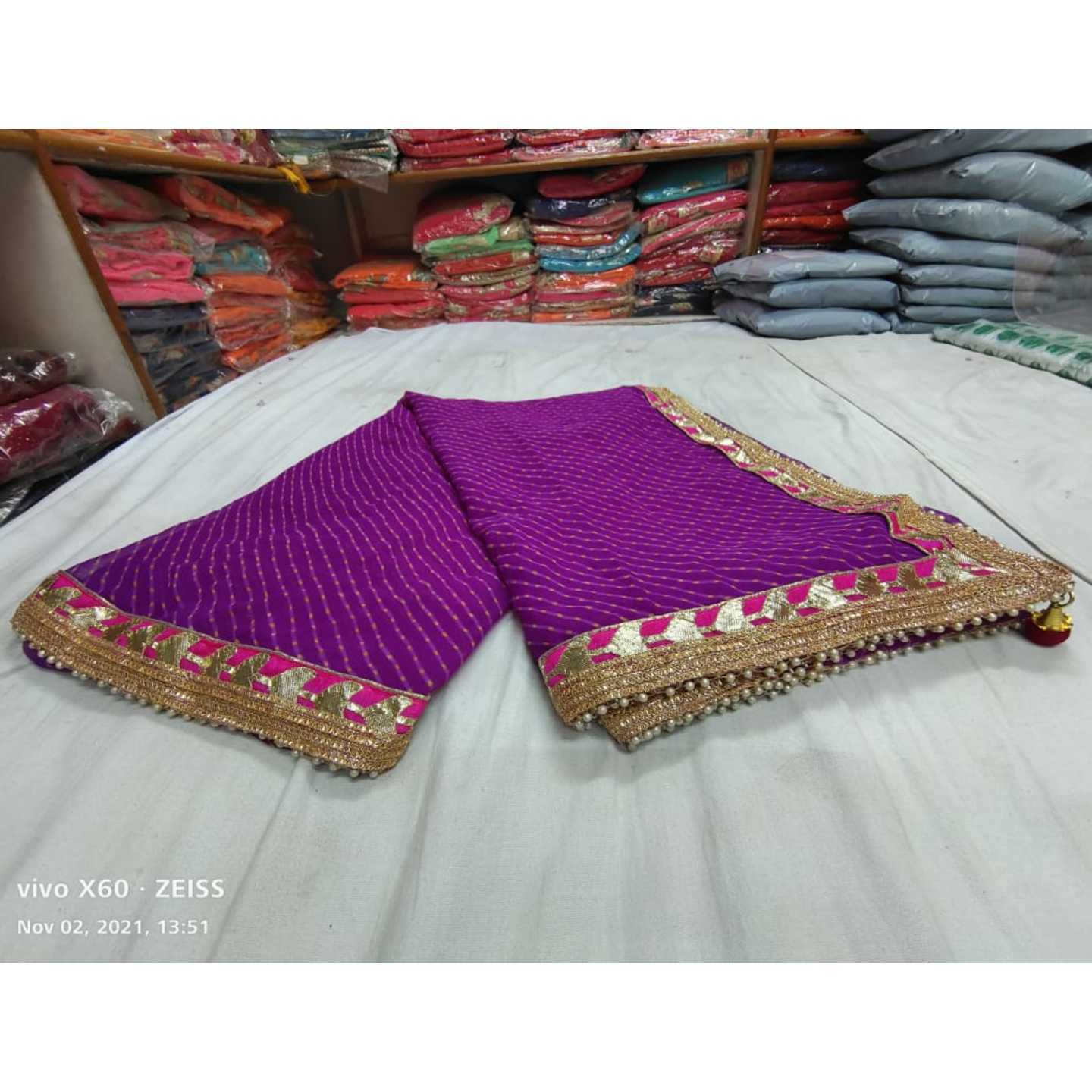 Traditional Leheriya Purple Georgette Saree