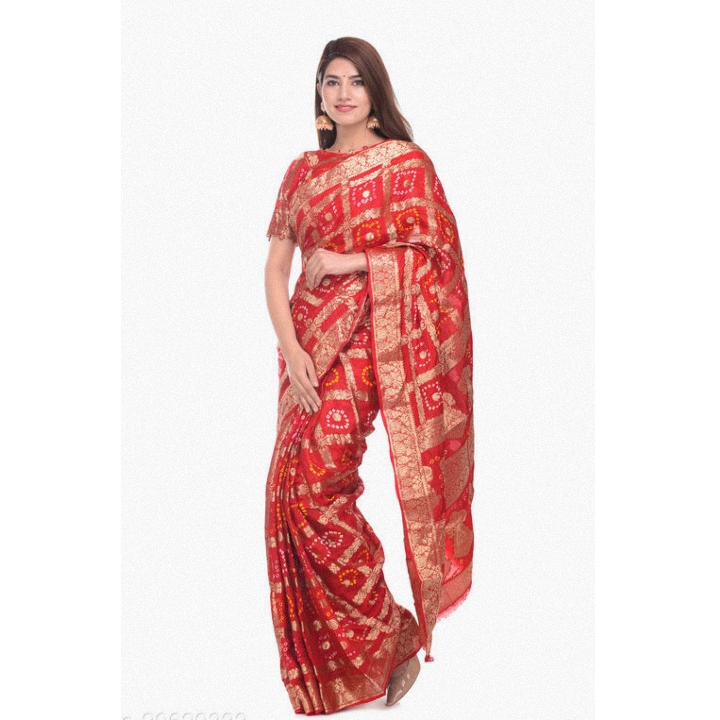Red-Color-Bandhani-Silk-Saree-Rajasthan