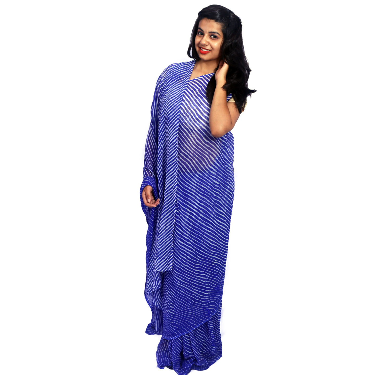 Rajasthani Jaipuri Leheriya Georgette Blue Color Sari