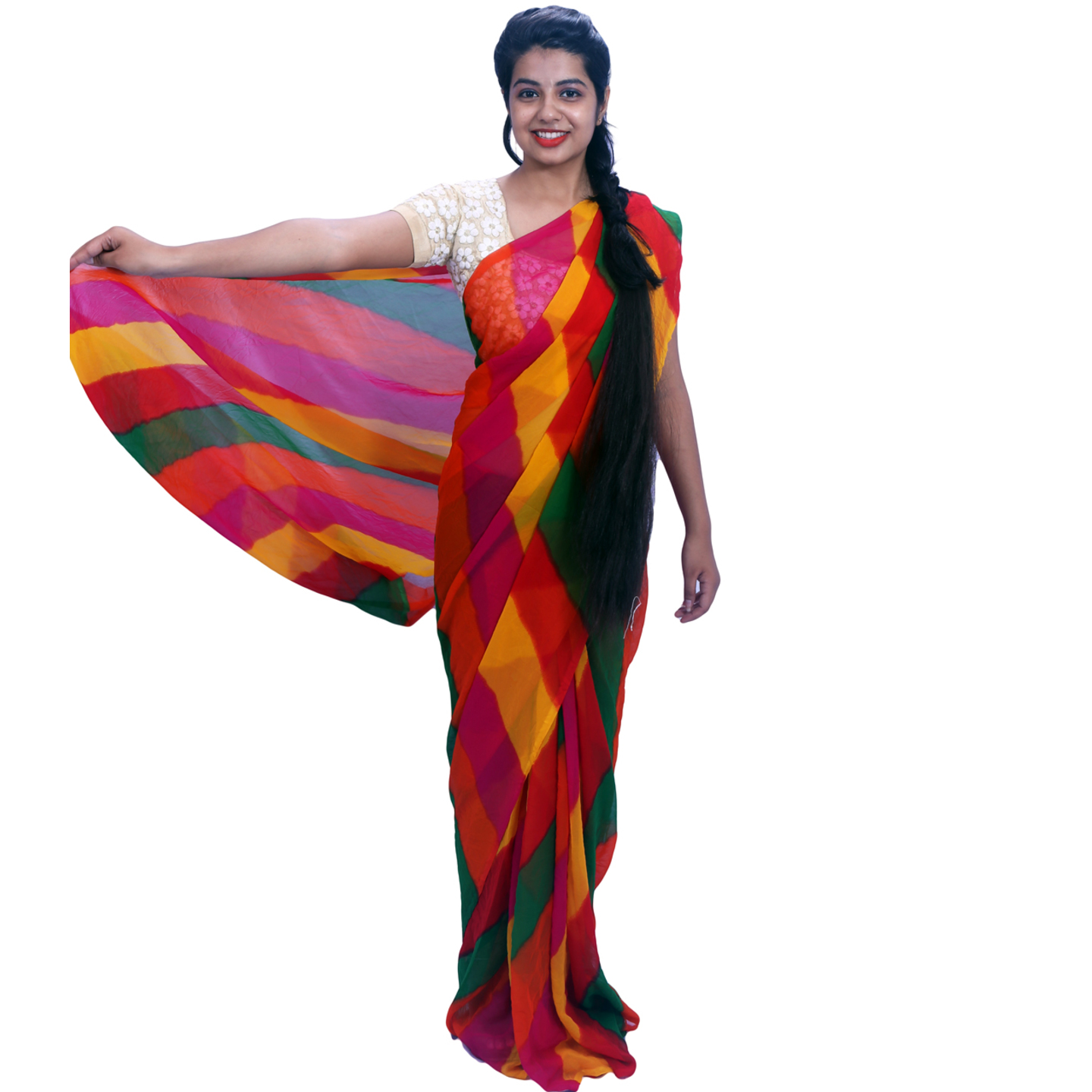 Rajasthani Jaipuri Leheriya Georgette Multi Color Sari