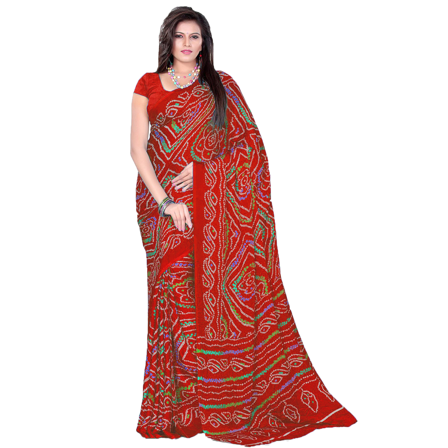 Rajasthani Traditional Moss Crepe Saree