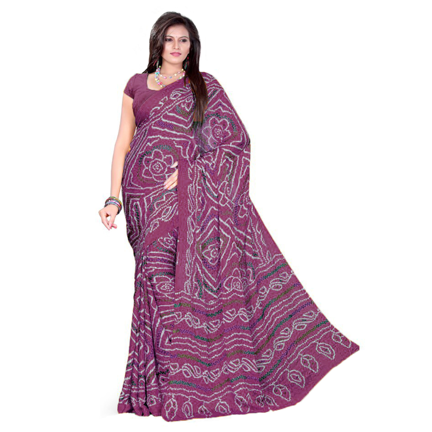 Rajasthani Traditional Moss Crepe Saree