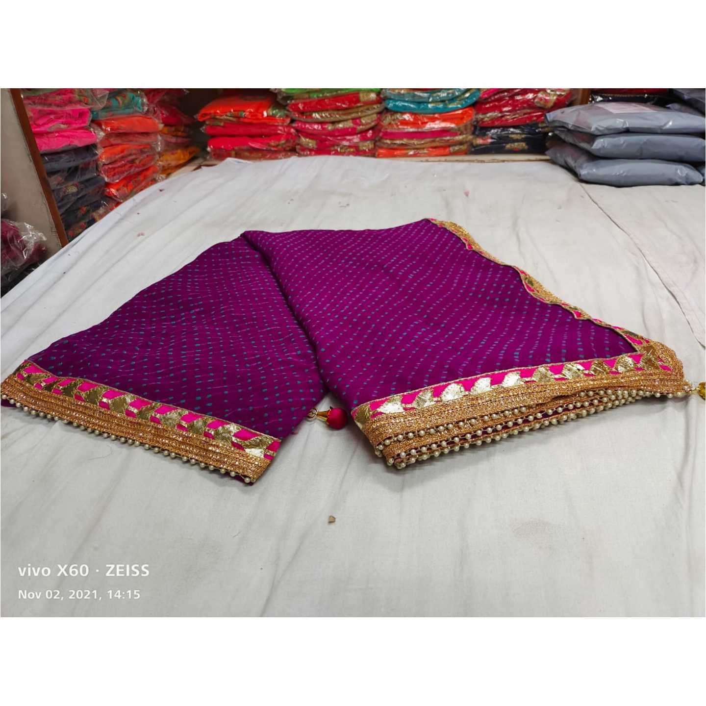 Traditional Leheriya Purple Georgette Saree
