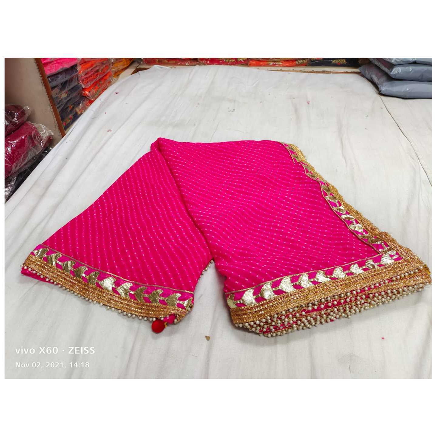 Traditional Leheriya Pink Georgette Saree
