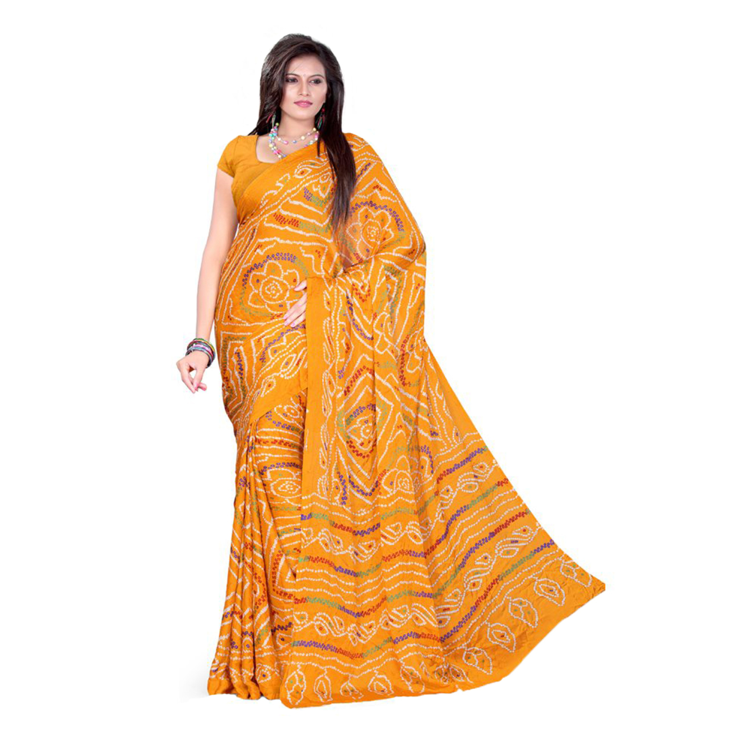 Rajasthani Traditional Moss Crepe Saree