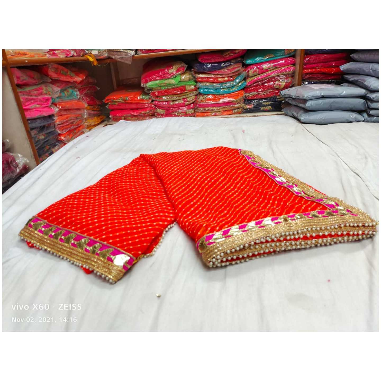 Traditional Leheriya Orange Georgette Saree