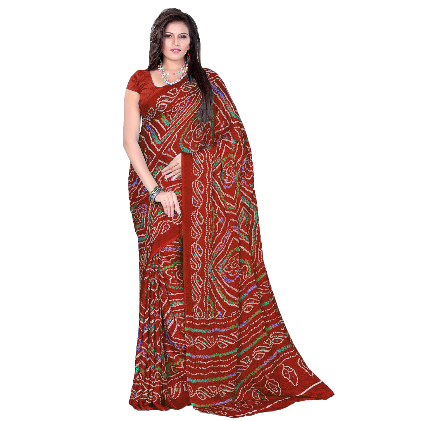 Rajasthani Traditional Moss Crepe Saree