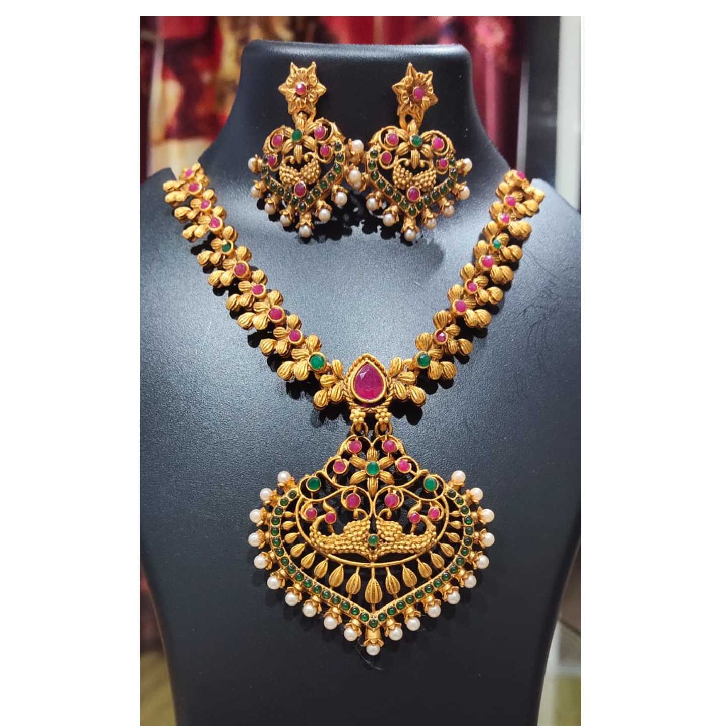 Matte Finish Pendant Set with Earring