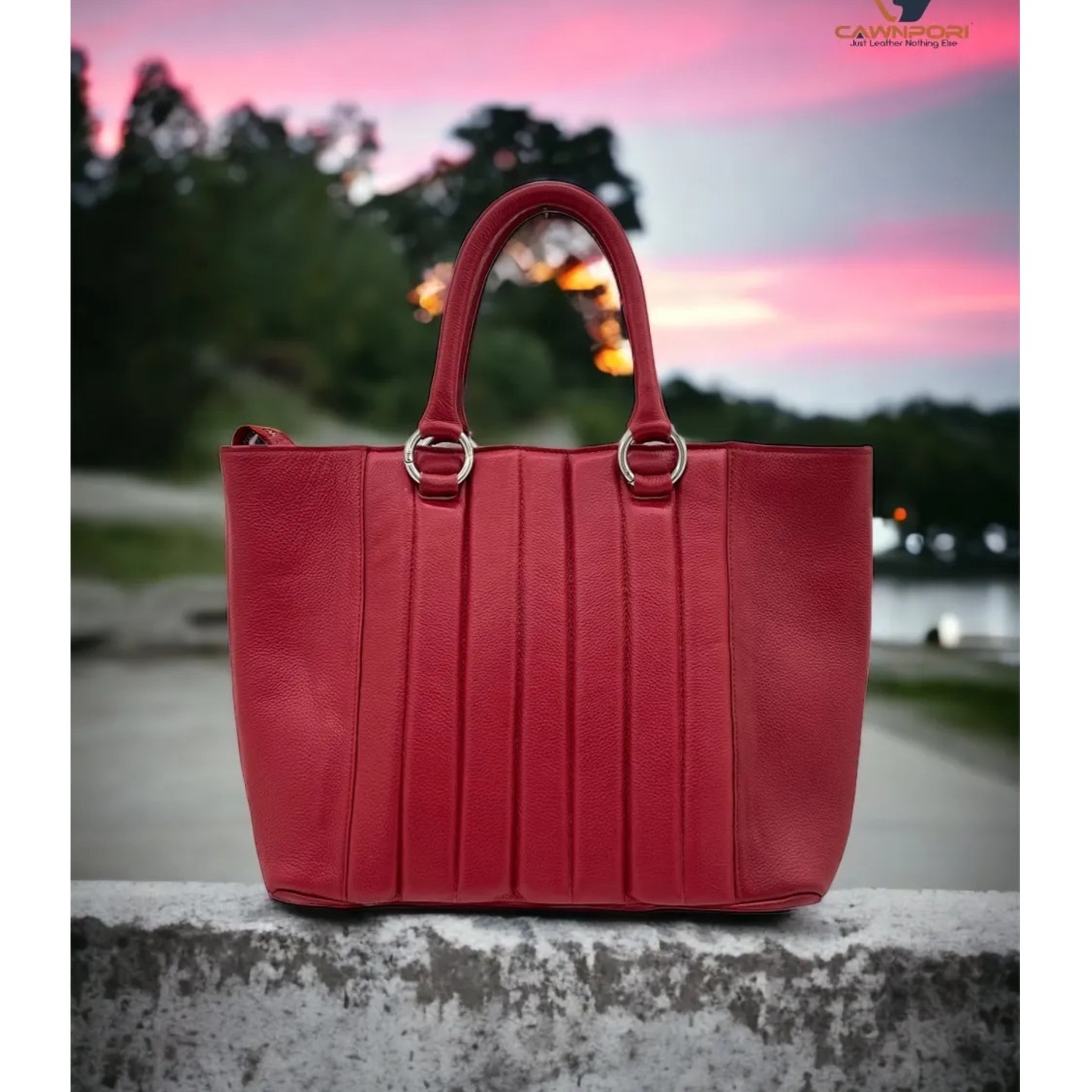 Pink Genuine Leather Tote Bag for Ladies