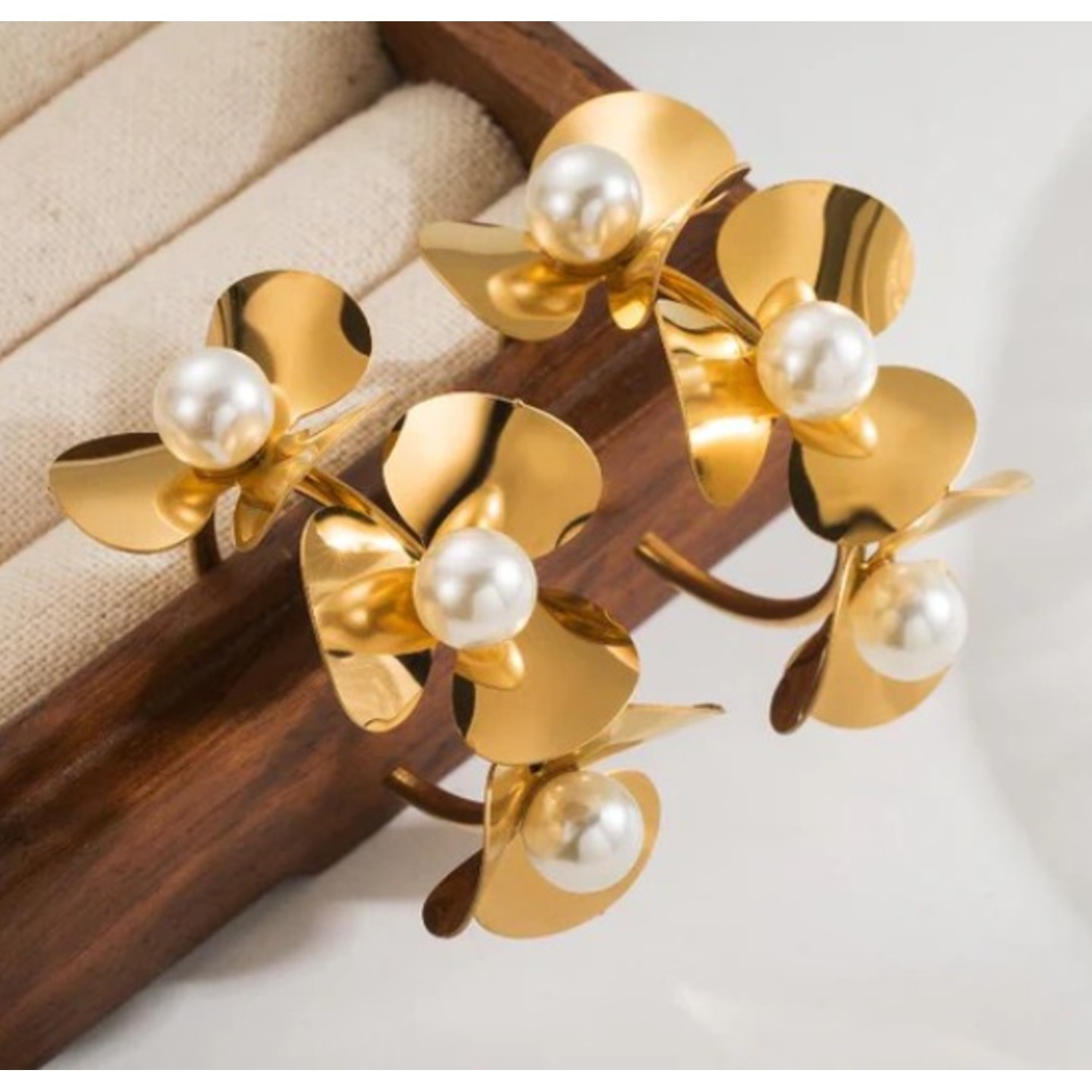 Flower Plating 304 Stainless Steel 18K Gold Plated Drop Earrings