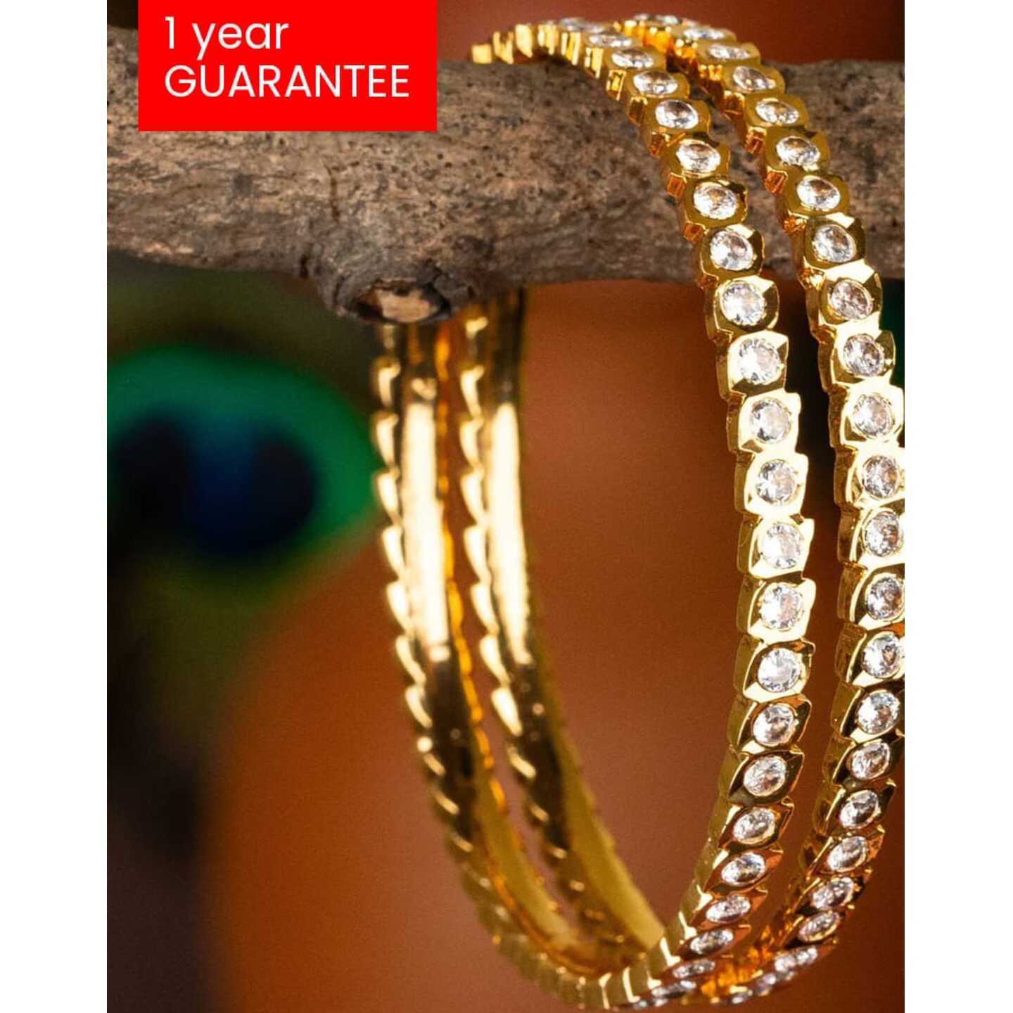 Set of 2 Red or White Impone Bangles with American Diamond