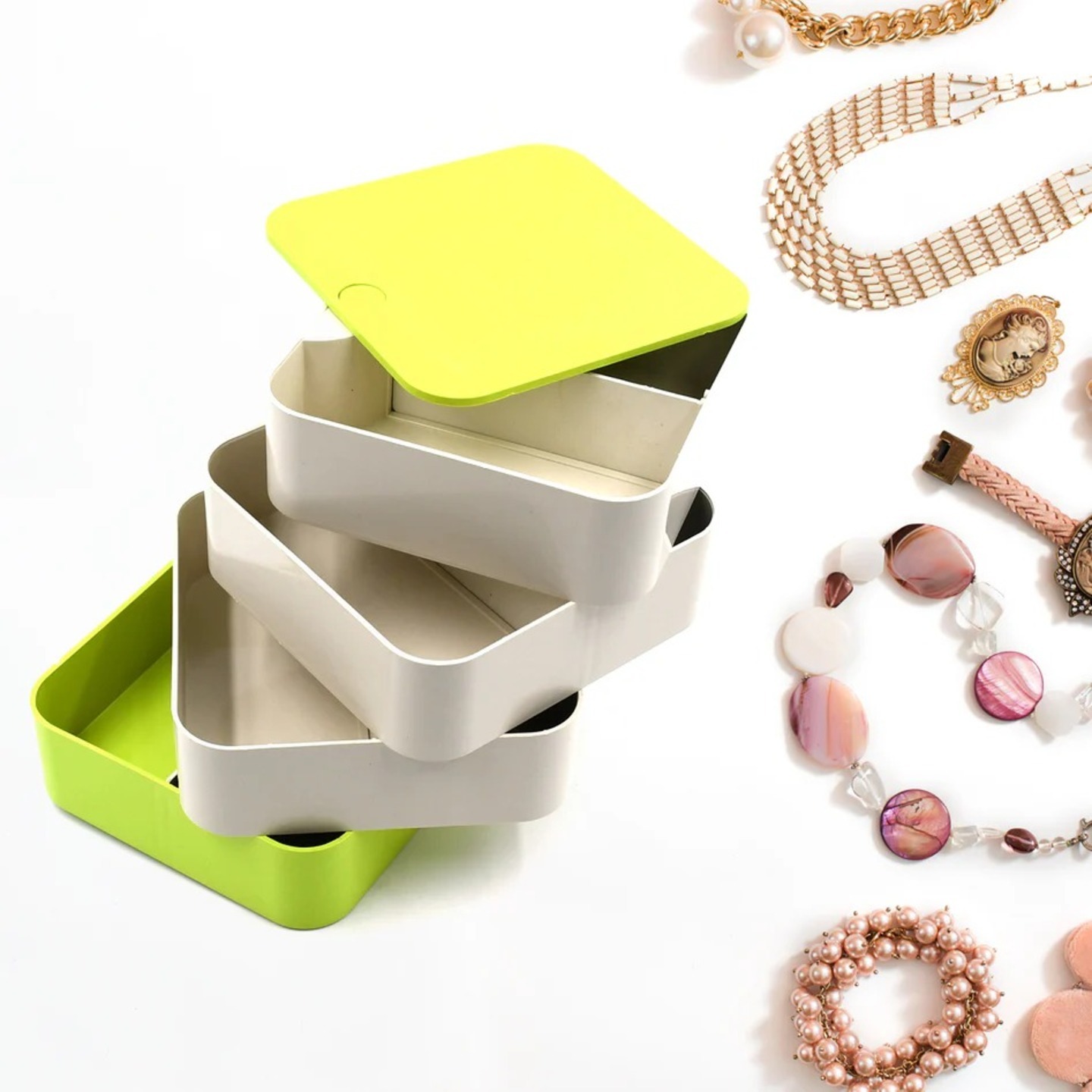  Layers Jewelry Box, 360 Degree Rotating Jewelry Box, Jewelry and Earring Organizer Box, Accessory Storage Box
