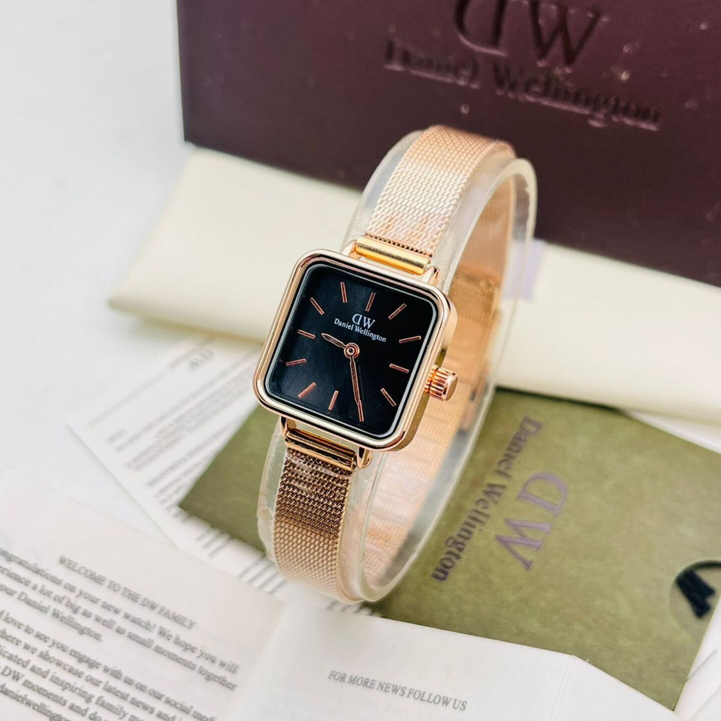 Womens Daniel Wellington Rose Gold with Black Dial Watch