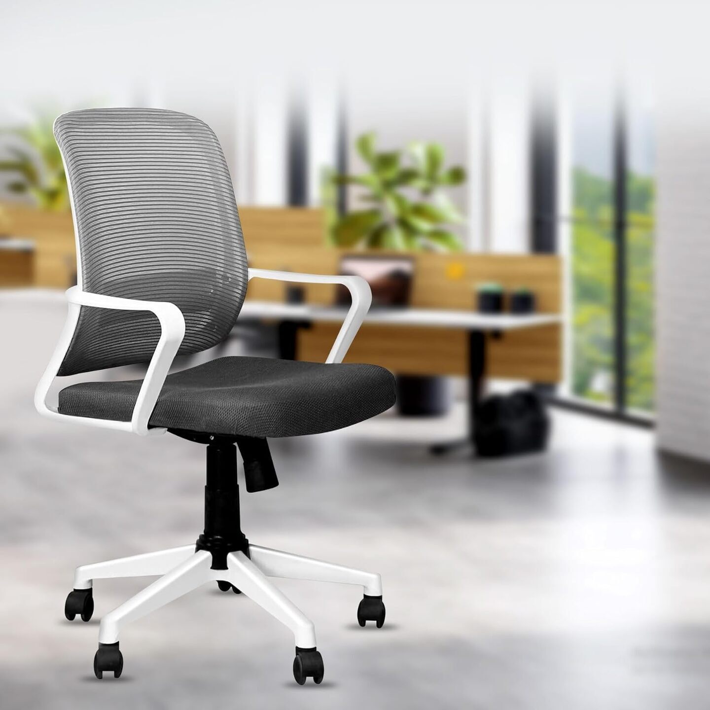 Home Office Desk White Mesh Chair with Lumbar Back Support Mesh Chair
