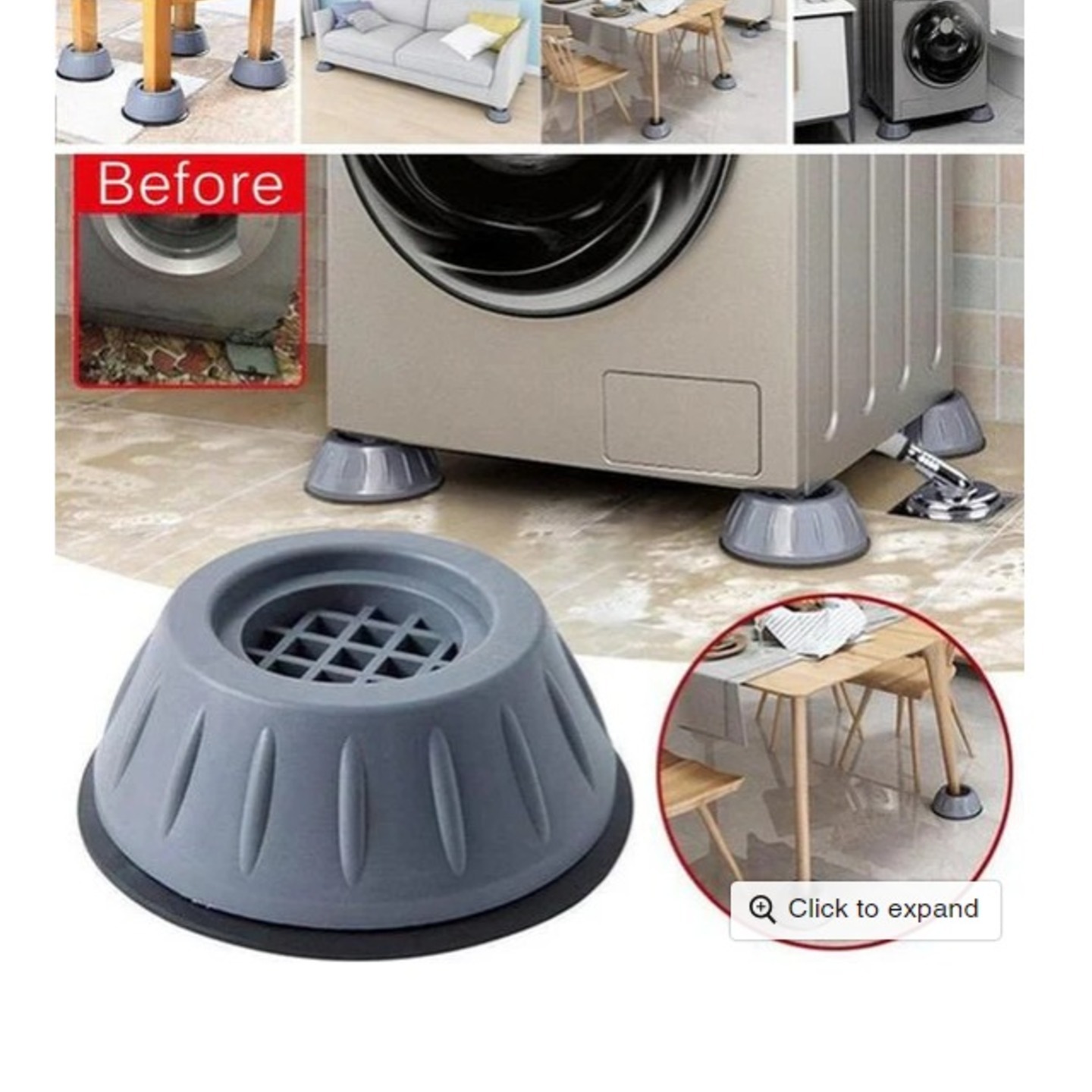 Washing Machine Anti Vibration Pads Washer with Suction Cup Feet, Fridge Washing Machine Leveling Feet Anti Walk Pads Shock Absorber Furniture Lifting Base(4 Piece)