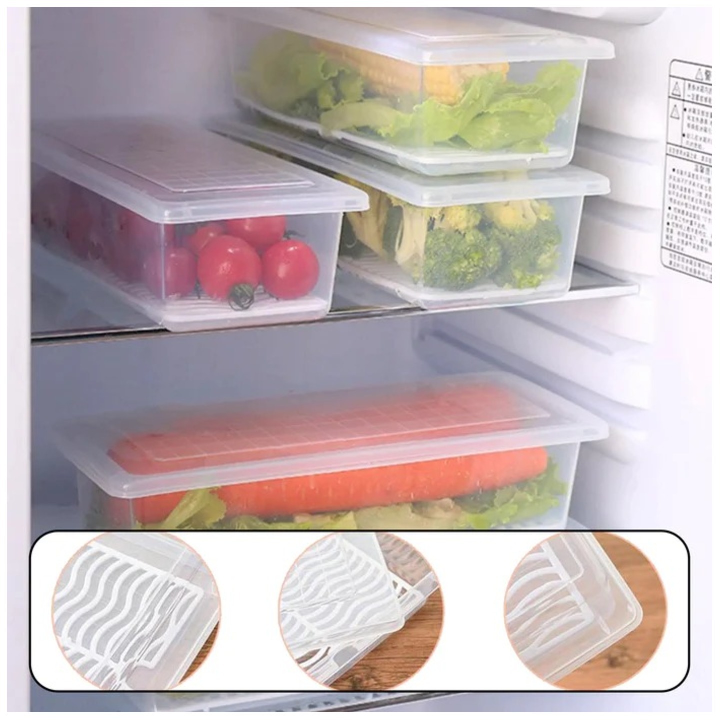 FOOD STORAGE CONTAINER WITH REMOVABLE DRAIN PLATE AND LID 1500 ML PACK OF 2PC