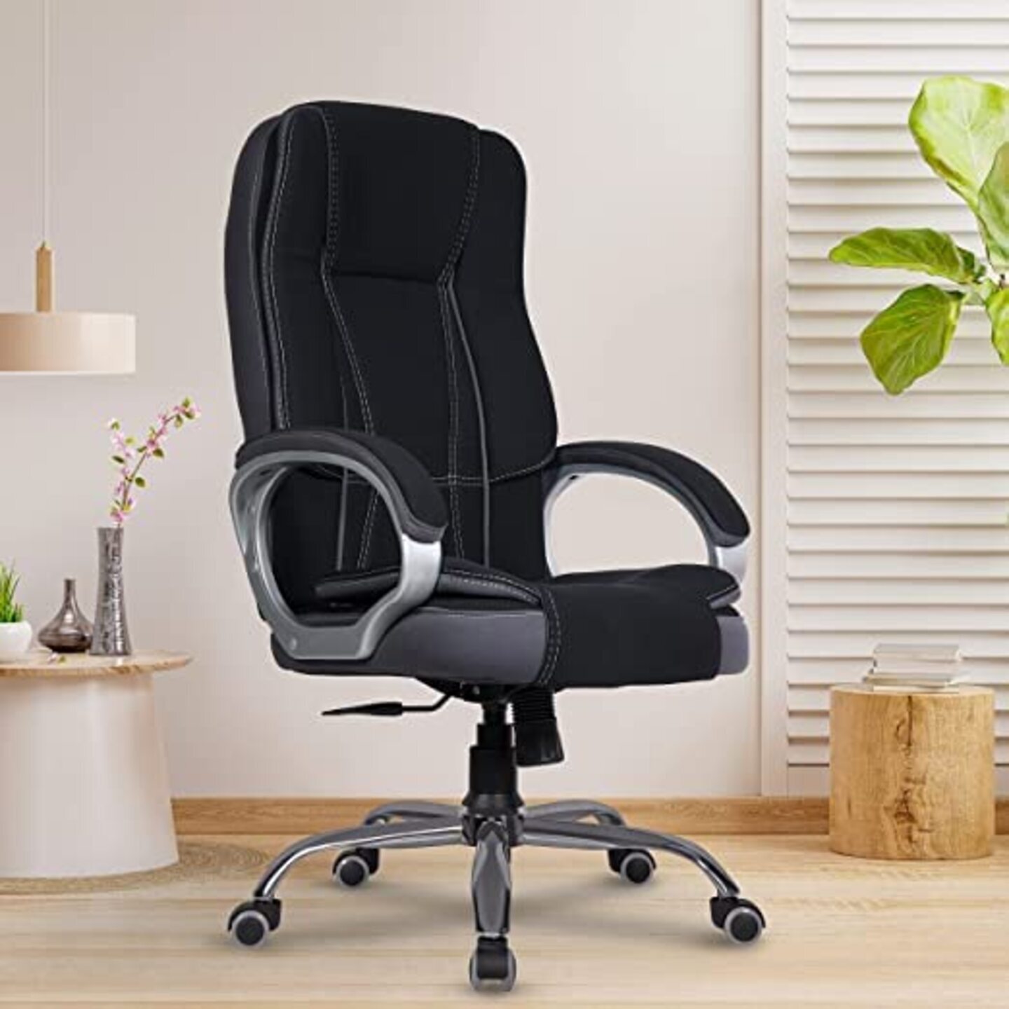 High Back Brown Cushioned Leatherette Executive Boss, Director, Manager Study Desk Chair Gaming Special Office Revolving 360 Fully Adjustable Chair