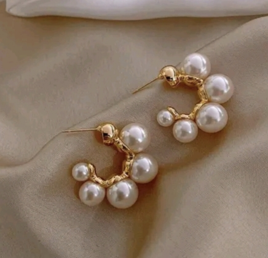 Korean Pearl Hoops Earring