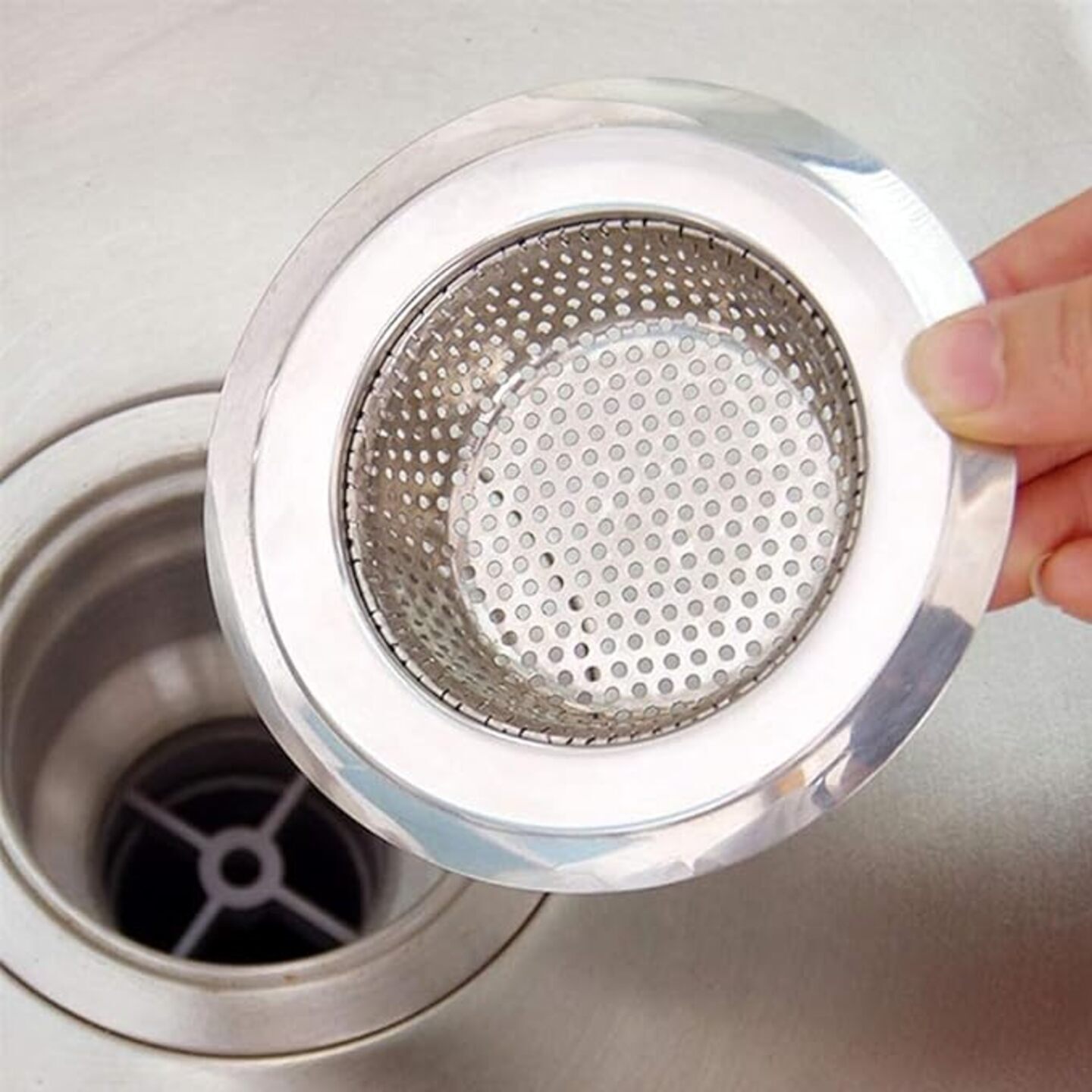 Stainless Steel Kitchen Sink Drain Strainer and Sink Strainer Stopper, Anti Clogging Sink Disposal Stopper with Large Wide Rim for Kitchen Sinks Jali (Sink Strainer SS)