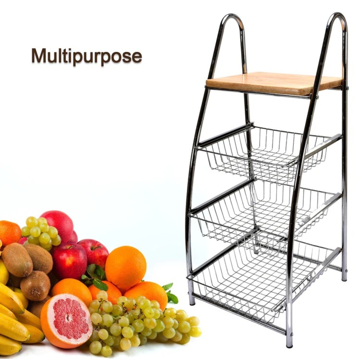 Steel High Quality 3 Tier Shelf Rack For Kitchen Use
