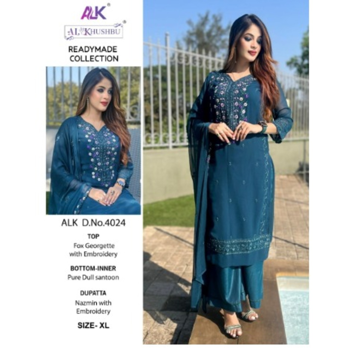 Womens Blue Georgette Ready Made Suits