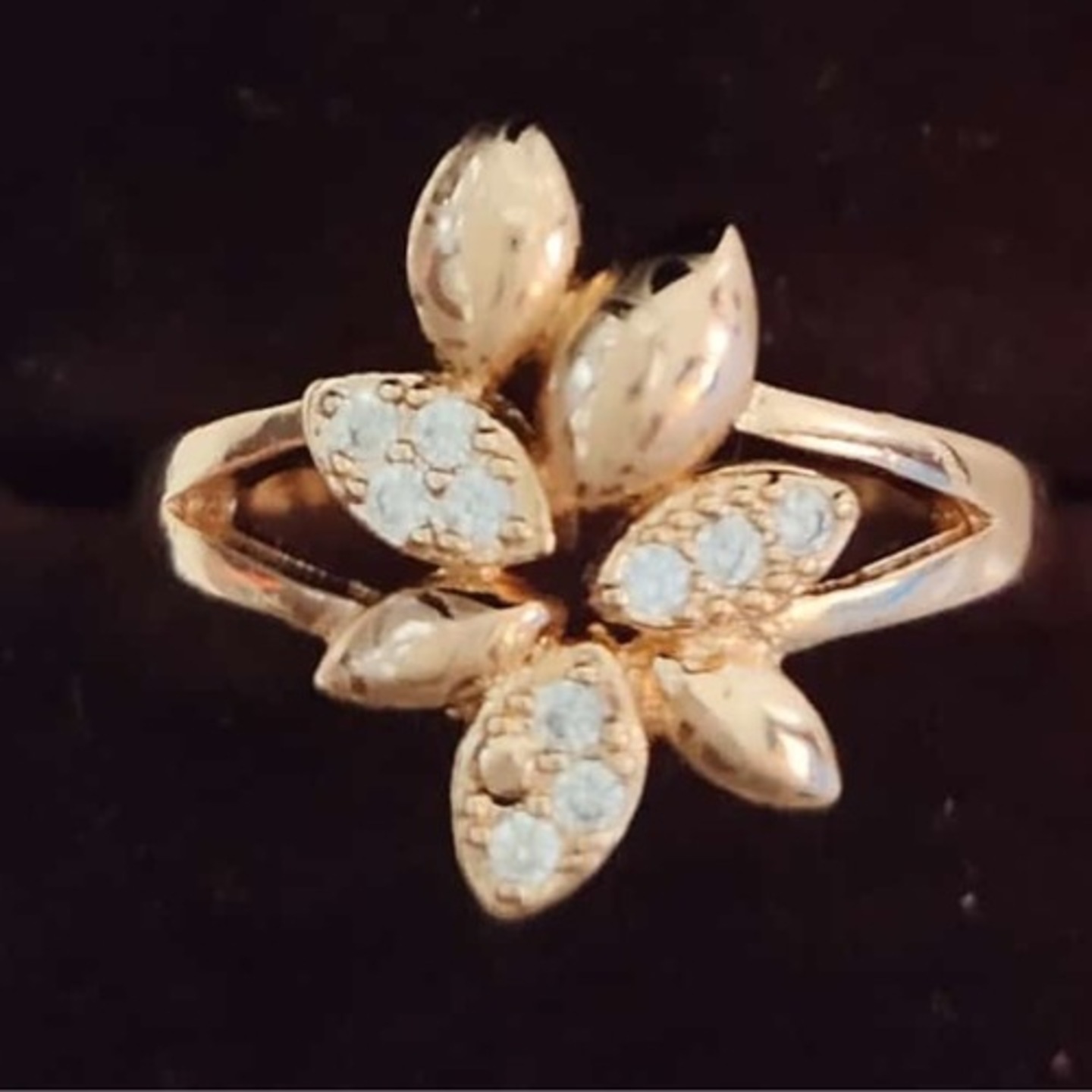 Women's Leafy Rose Gold Ring Size 9