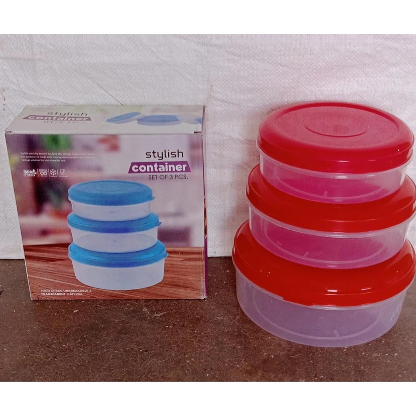 Effortless Organization: Set of 3 Heavy-Duty Stackable Round Plastic Storage Containers for Kitchen & Home
