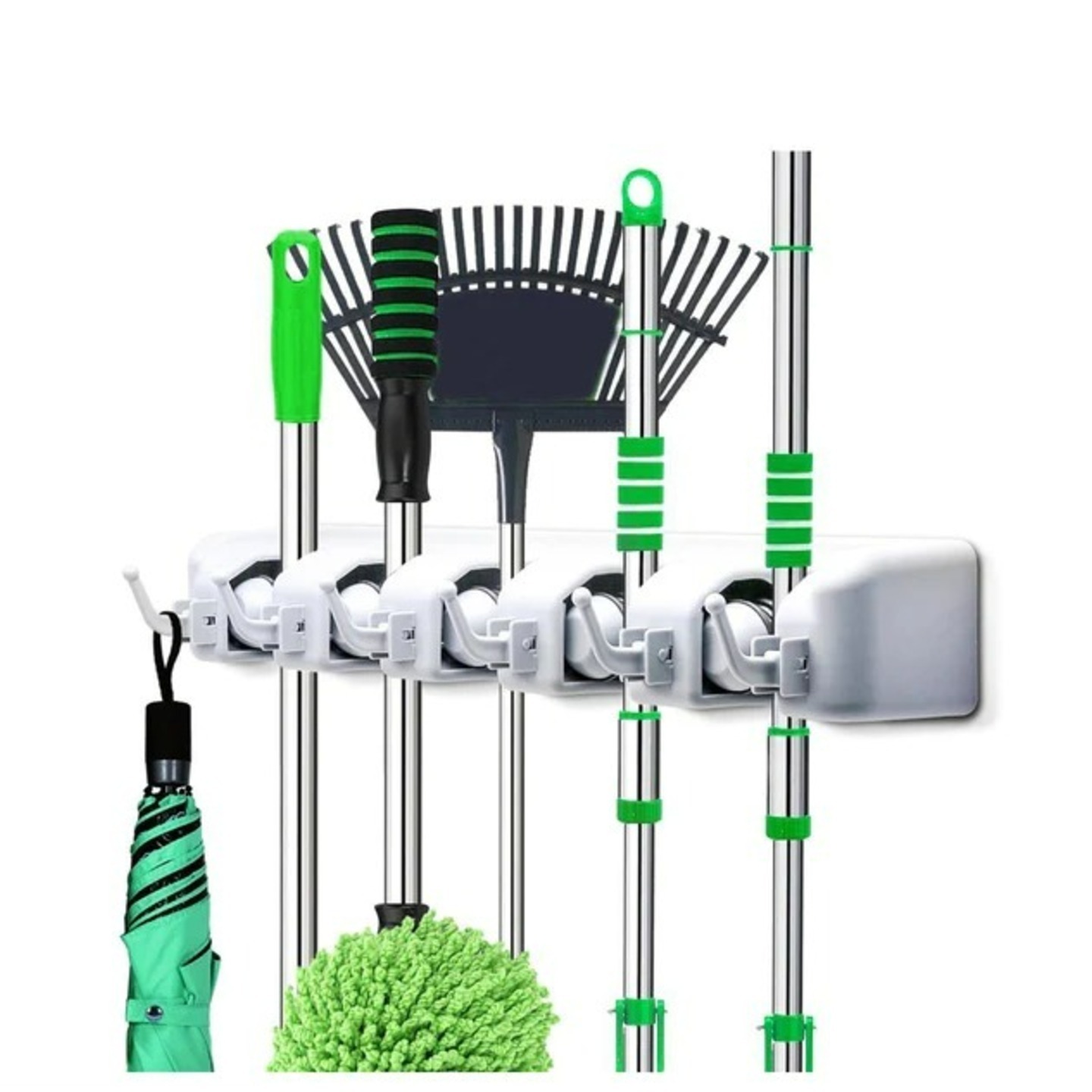 5-LAYER MULTIPURPOSE WALL MOUNTED ORGANIZER MOP AND BROOM HOLDER