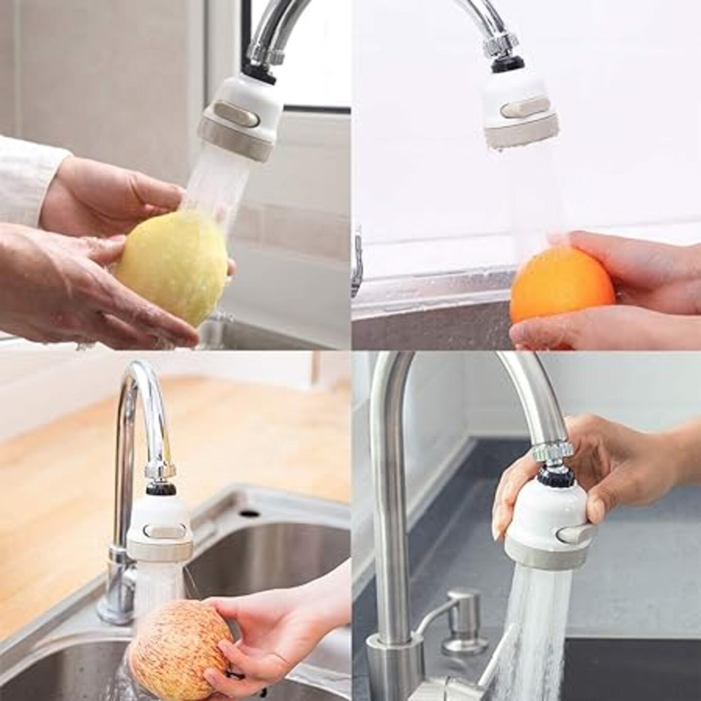 Movable Kitchen Tap Head, 360 Rotatable Water Spray ABS Sink Faucet Spray Head Tap,Splash Filter Water Saving Pressurization Nozzle Bubbler Connector, 3 Modes Adjustment