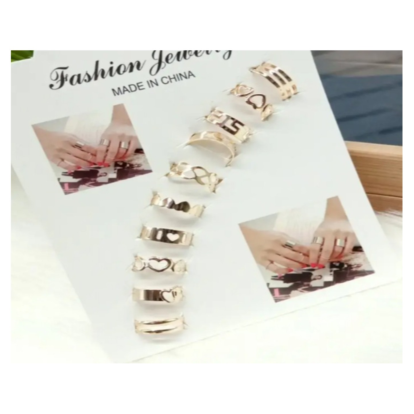 Midi Rings Pack Of 10 Adjustable Gold Plated Trendy Design