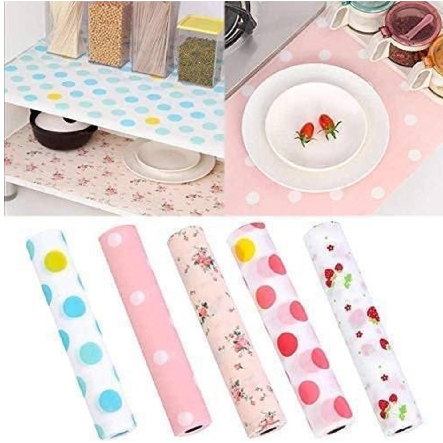 Waterproof Anti Slip PVC Floral Design Place Mat for Kitchen, Cupboard Liners, Table Drawer Mat, Drawer, Refrigerator, Shoe Rack (30X300 CM)