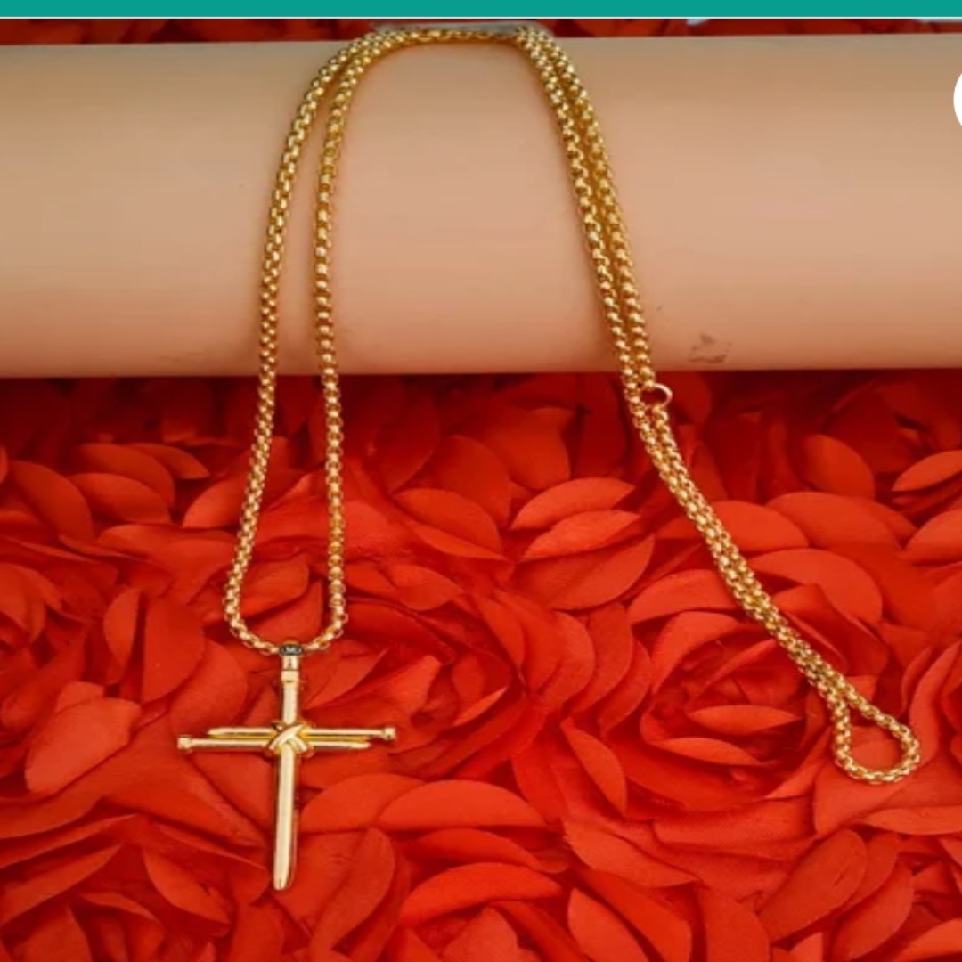 Unisex Gold Plated Chain with Cross Pendant