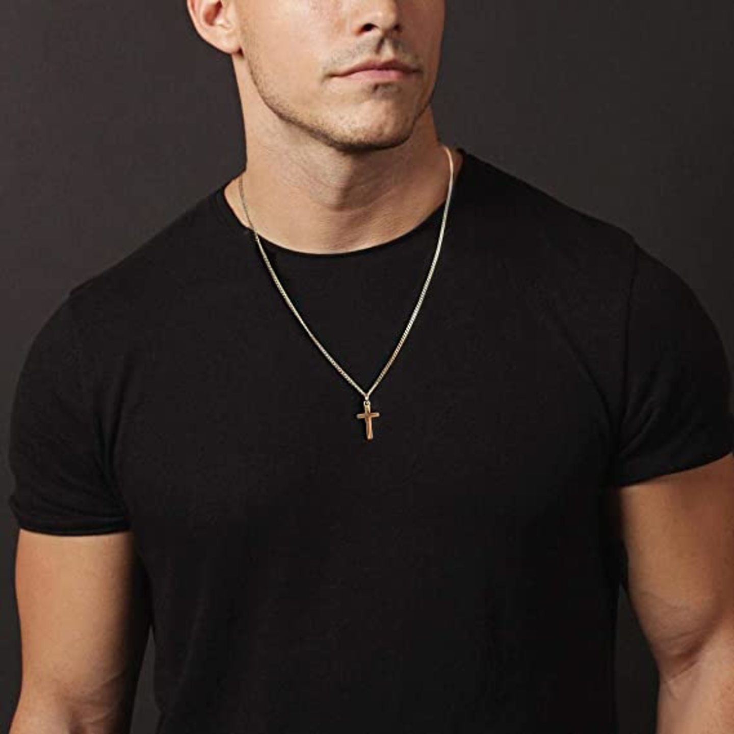 Mens Cross Necklace - Modern Cross Necklace - Sterling Silver with Gold plating Cross Necklace - Pendant Necklace