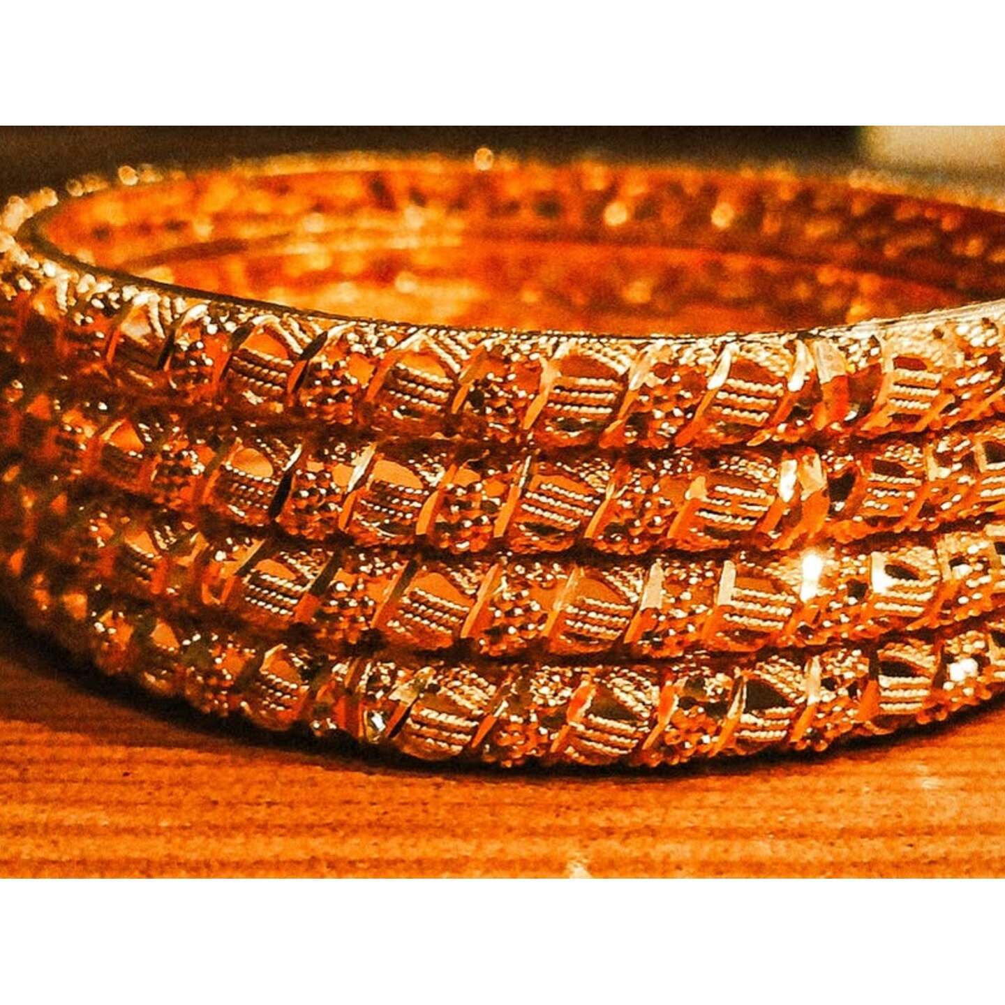 Angel Daniel's Dubai Traditional Jali 1GM Gold-Plated Bangles Set with Intricate Pattern Design, Set of 4 Search this page