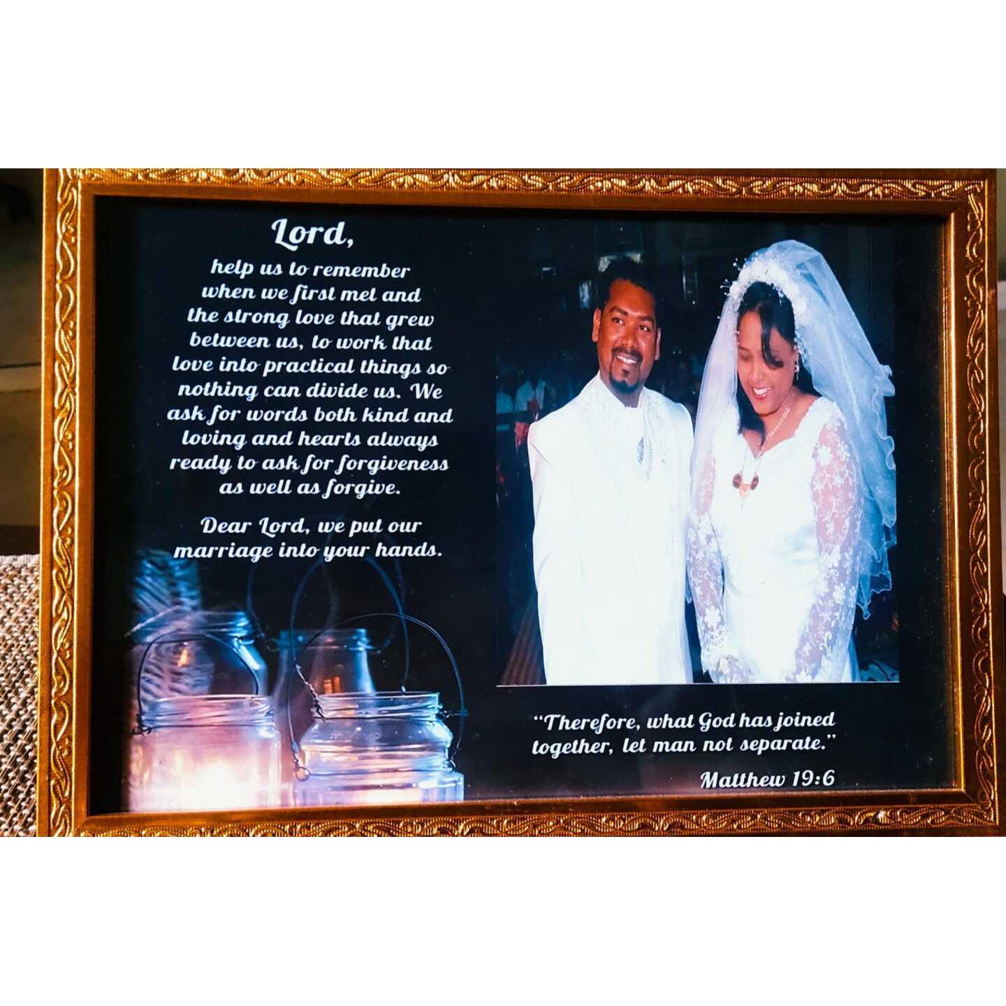 Bible Verse Frame for Married Couple of Newly Wed as Wedding Gift , Anniversary or Engagement Gift