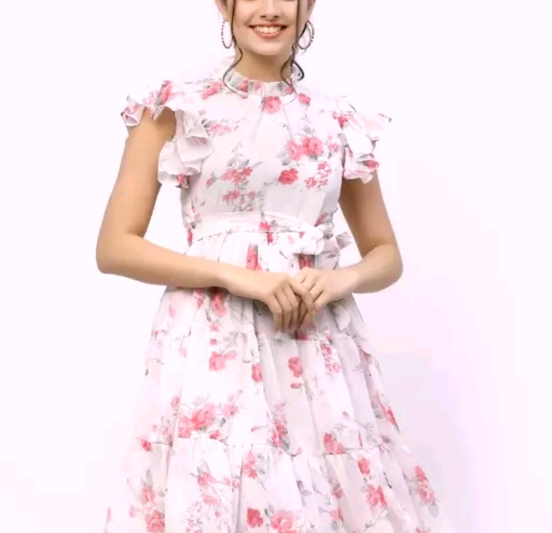 Womes Polyester crepe dress printed dress