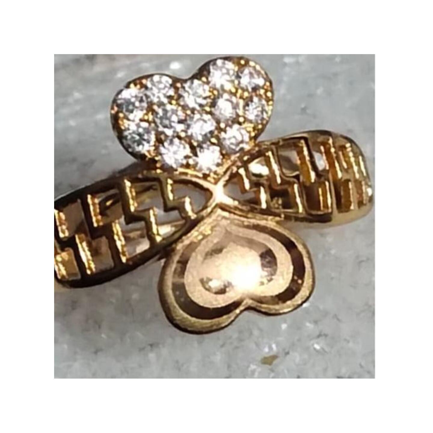 Womens Twin Heart Shaped Rose Gold Ring Size 7