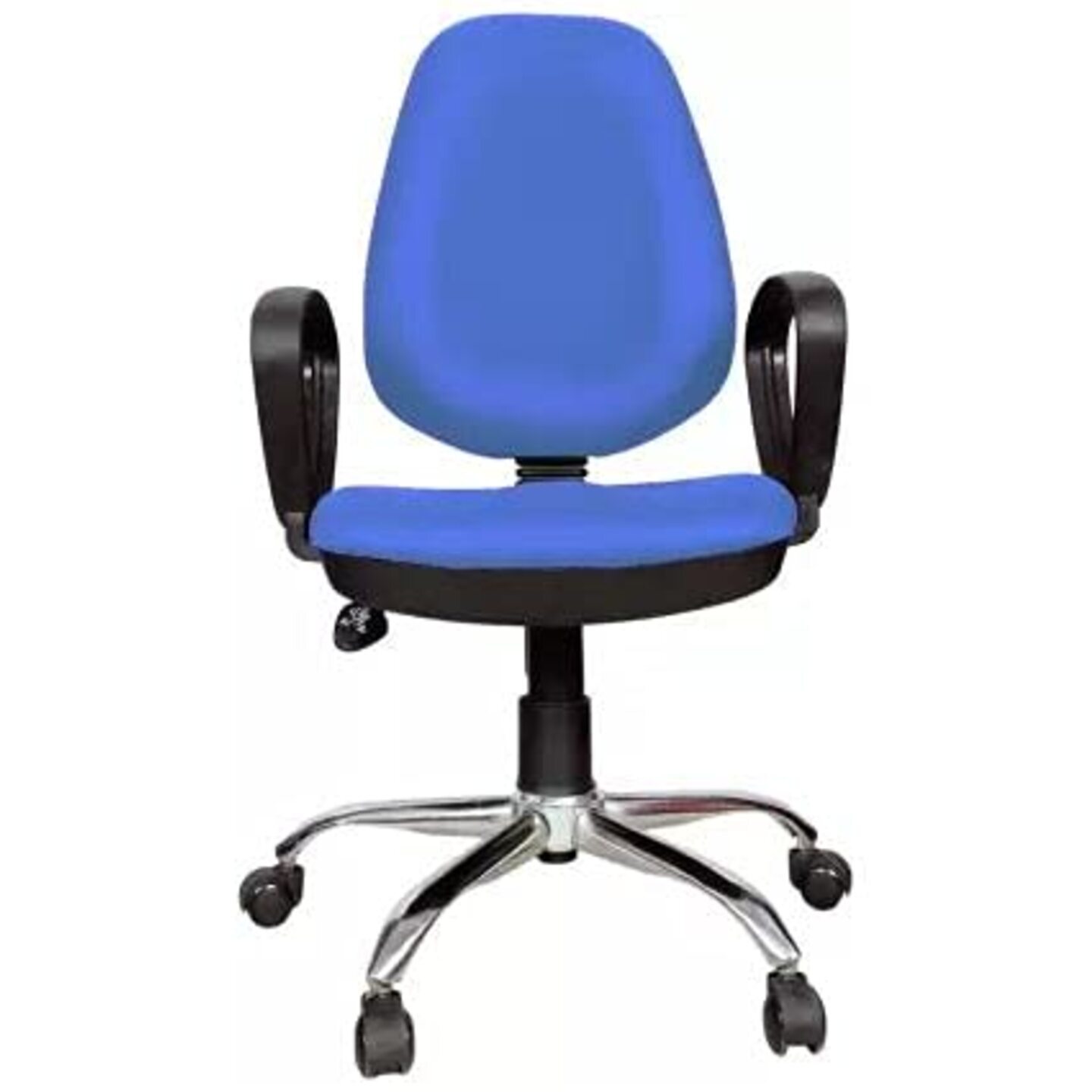Medium Back Revolving Chair| Ergonomic Office Chairs| Lumbar Support| Ergonomic Cushion Back & Seat Study Chair| Computer Chair for Work from Home Chrome Base Height Adjustable Chair Blue