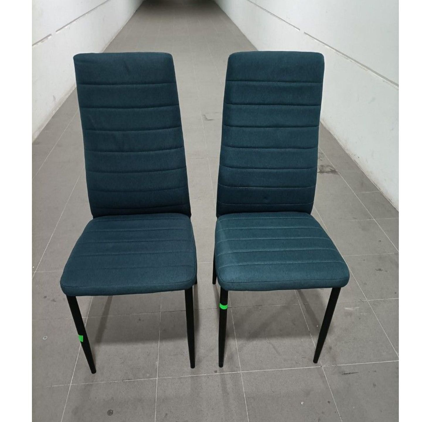 2 X HARLE Dining Chairs in BLUE FABRIC