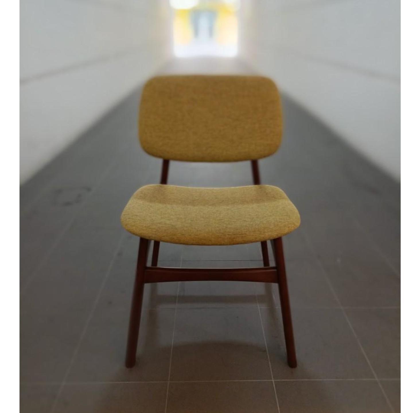 ROFA Solid Wood Chair in WALNUT & Mustard Yellow Fabric
