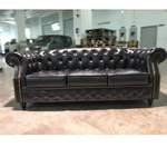 BOTTEVA Chesterfield 3 Seater Sofa in GLOSD BLACK PU