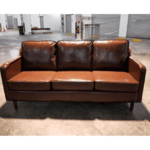 (PRE-ORDER) VALENTE Designer 3 Seater Modern Sofa in GLOSS BROWN PU - Estimated Delivery in End November 2021