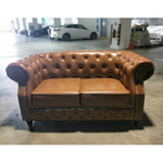 (PRE-ORDER) BOTTEVA 2 Seater Chesterfield Sofa in BROWN PU - Estimated Delivery in Mid August 2021