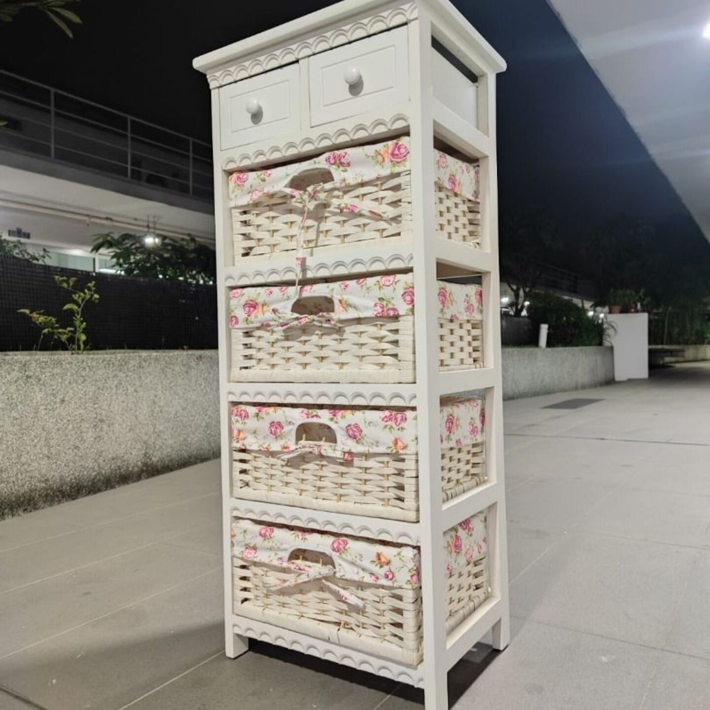 HAVANNA Wicker Basket Wooden Storage Cabinet