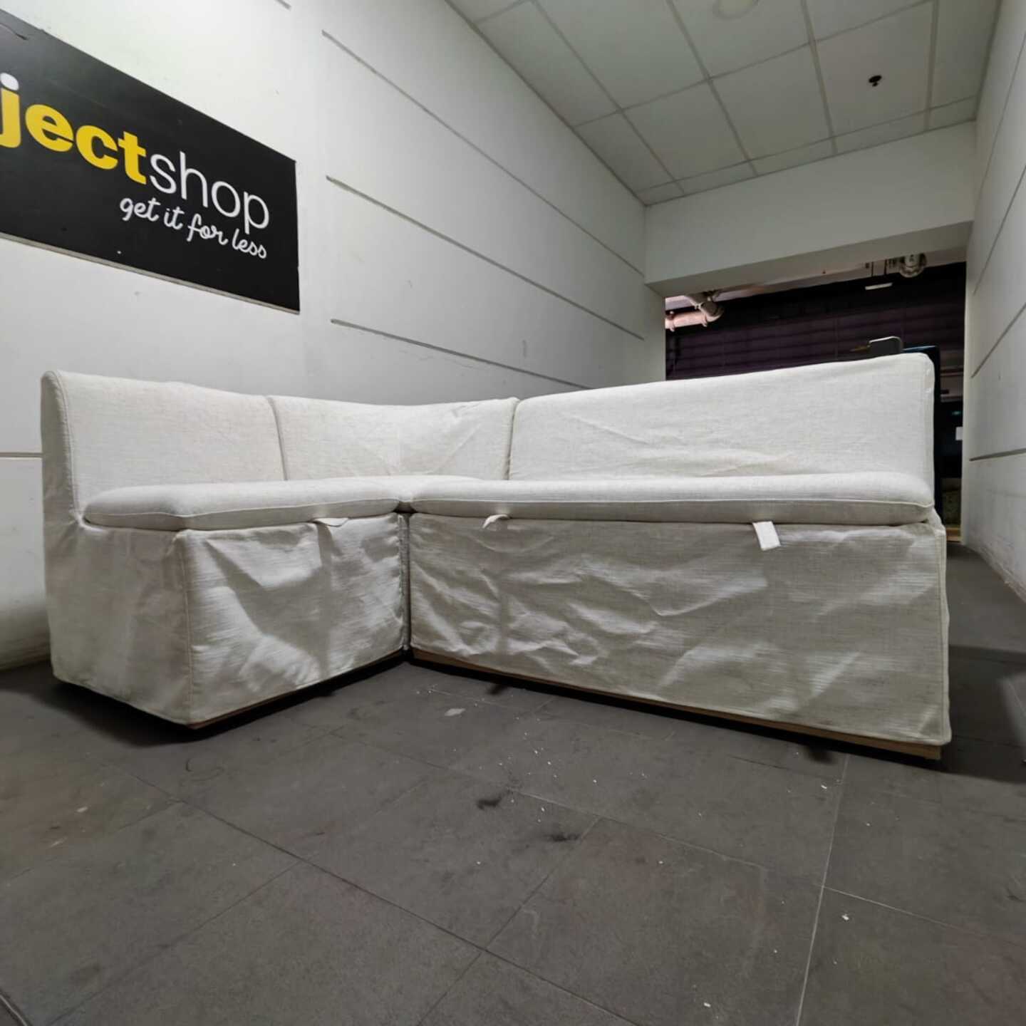 TORRES Slipcovered L-Shape Storage Banquette