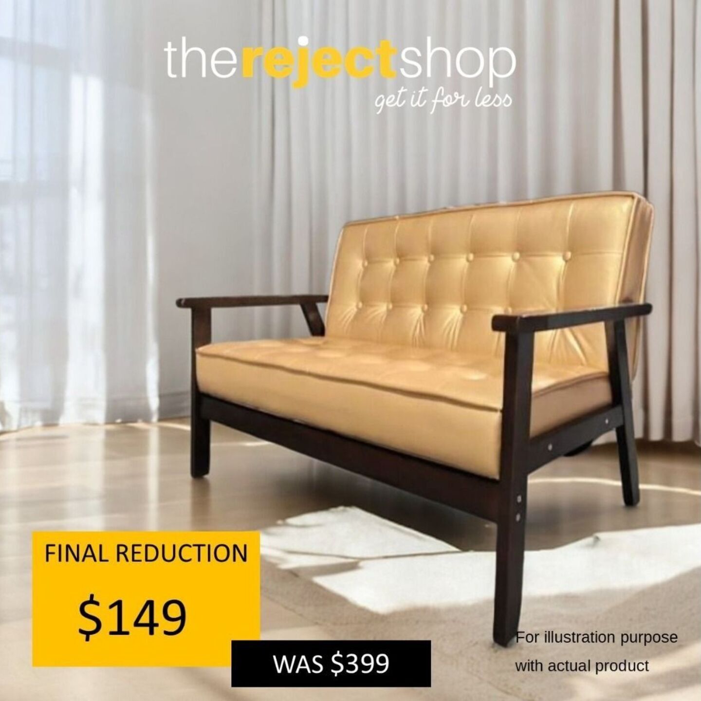 VANZ 2 Seater Sofa in GOLD PU
