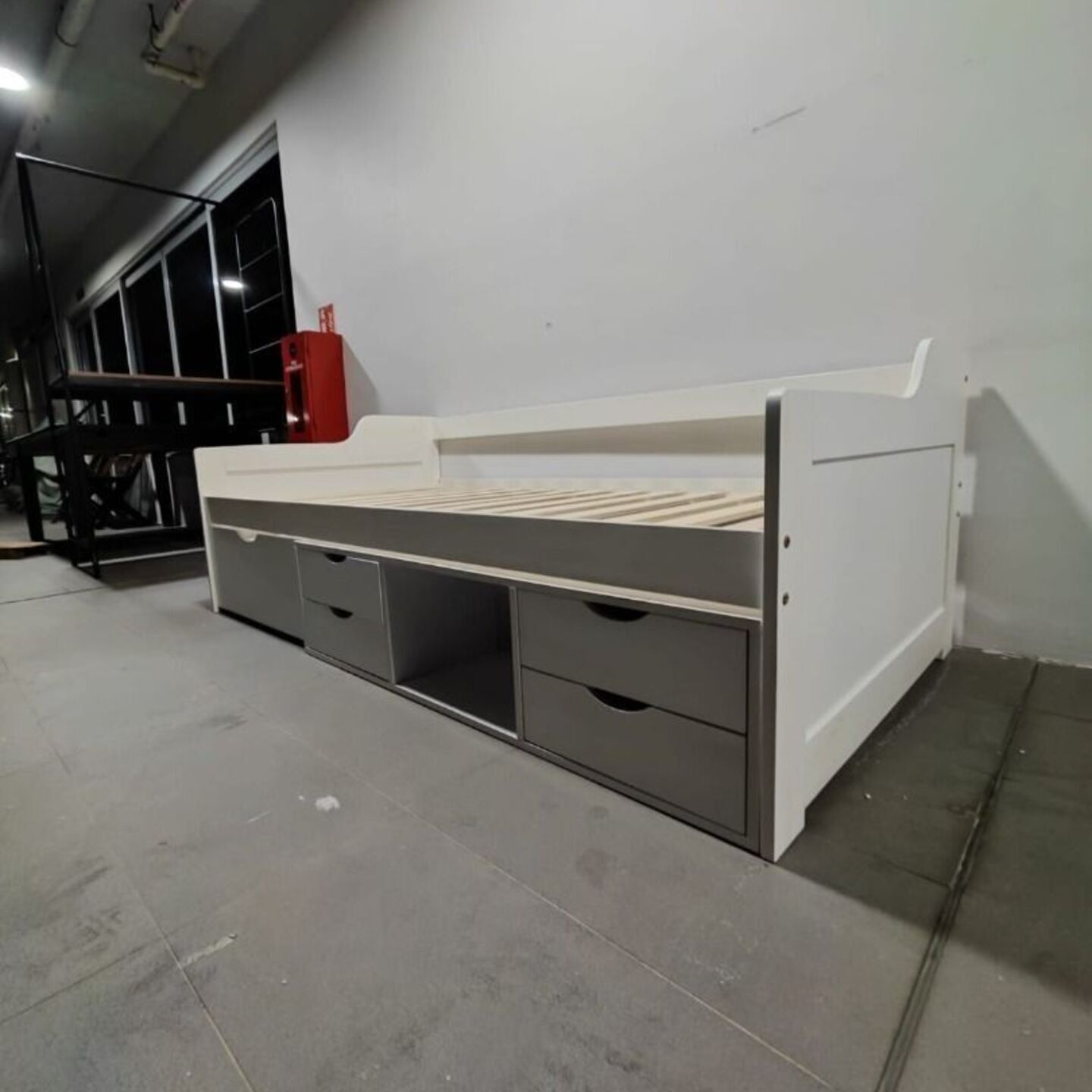 RUZENDA Wooden Single Day Bed with Drawers in WHITE