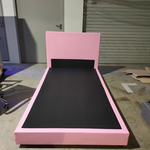 GASTEN II Faux Leather Super Single Bed frame in PINK