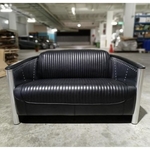 SPITFIRE 2 Seater Sofa in BLACK PU Leather in ALUMINUM SILVER