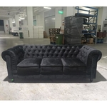 (PRE-ORDER) SALVADO II 3 Seater Chesterfield Sofa in VELVET BLACK - Estimated Delivery in End November 2021